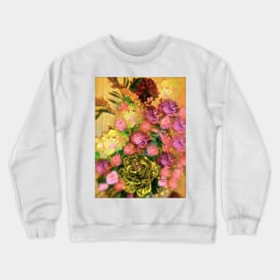 Pink Cabbage Roses Impression Crewneck Sweatshirt